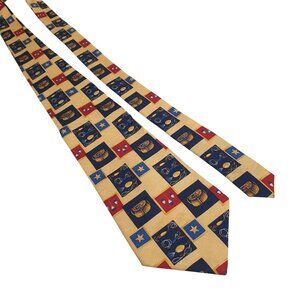 Tommy Hilfiger Men Vintage Silk Tie Fly Fishing Star Sport Dad Gift Designer